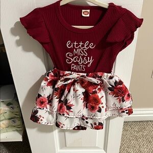 Red and White Floral Dress with Sassy Print